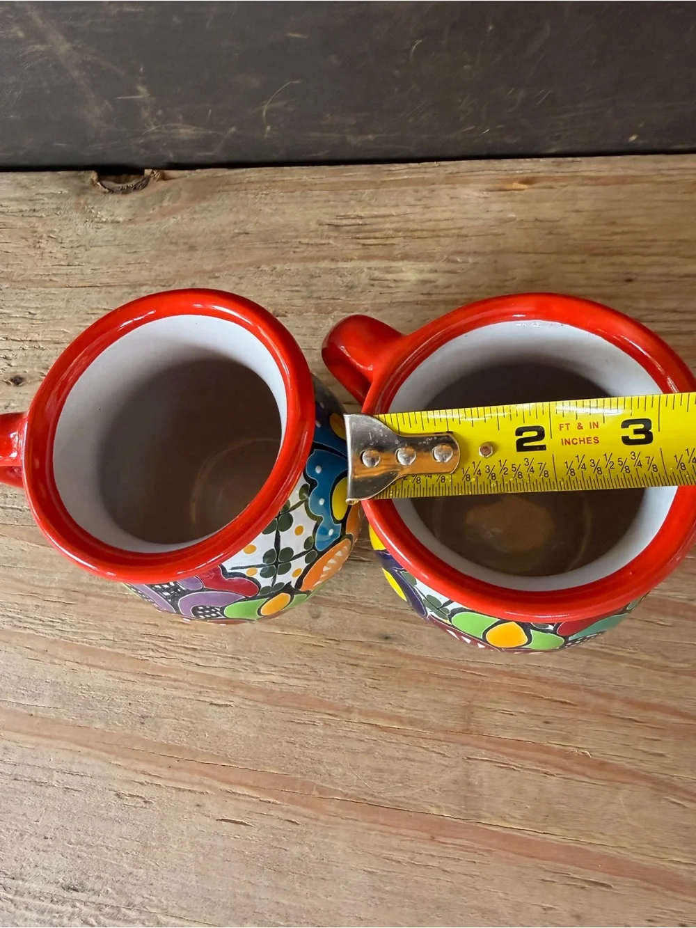 Hand-Painted Talavera-Style Coffee Mugs in Bright Multicolor